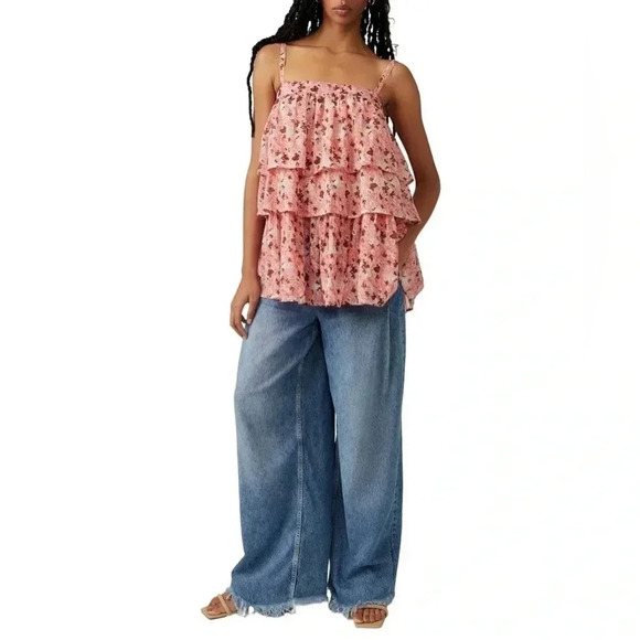 FREE PEOPLE NWT TALIA TUNIC RUFFLED SIZE MEDIUM - Picture 1 of 10